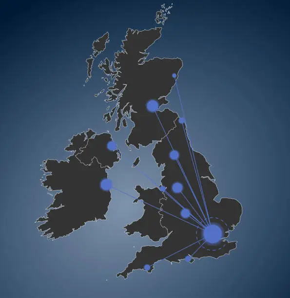 Vector illustration of The London-Centered Britain Map