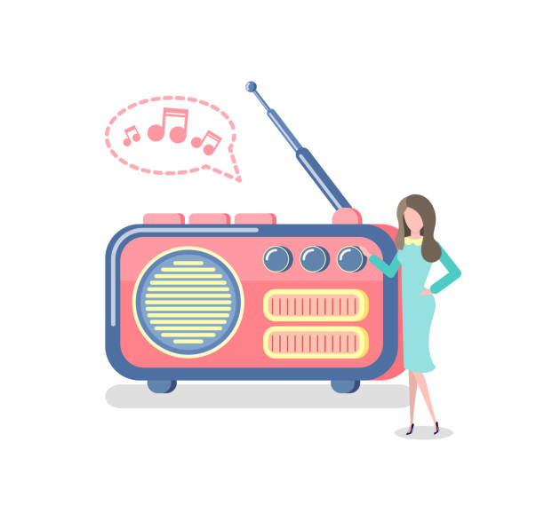 istock Radio with Antenna, Woman Listening to Device 1281585350