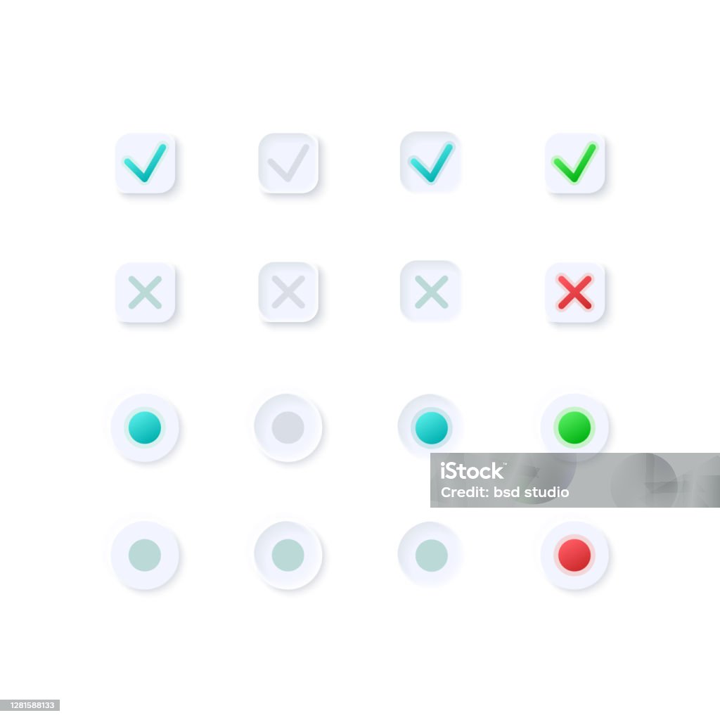 Active And Inactive Marks Ui Elements Kit Stock Illustration - Download ...