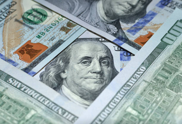 istock US one hundred dollar bills background. Money american hundred texture notes design 1281591099