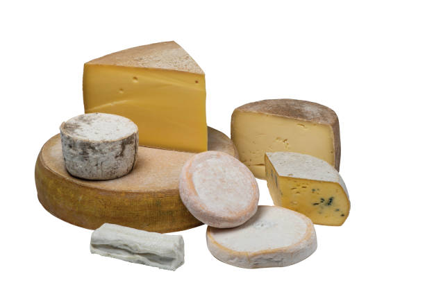istock Various types of French cheese isolated on white 1281591162