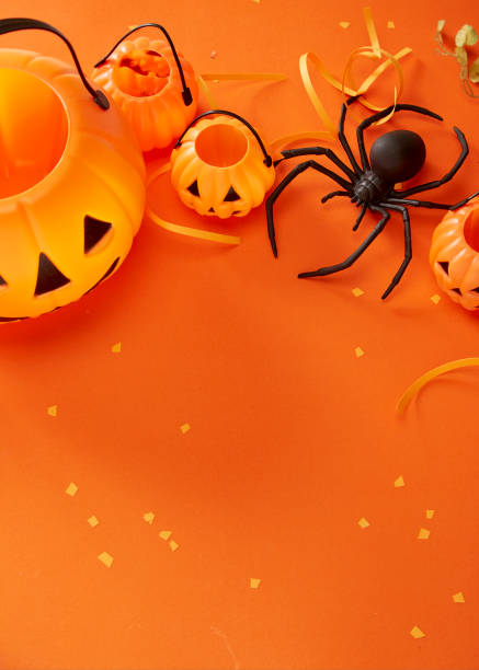 istock Halloween decoration pumpkin ghost and spider 1281591443