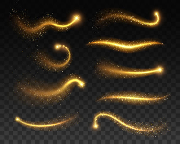 звезды со светящимися золотыми блестками, световыми эффектами - animal body part flash stock illustrations