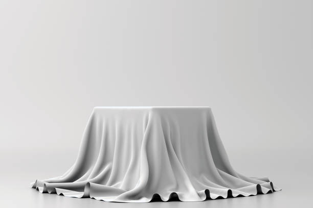 istock White fabric on pedestal or podium on a white background 1281591781