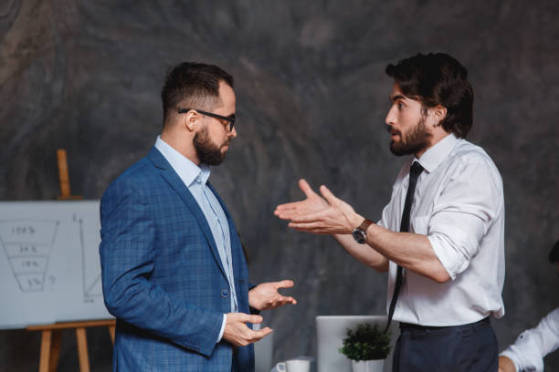 istock caucasian colleagues disputing having disagreement at work blaming each other in mistake, diverse coworkers arguing about project, having conflict fight at workplace concept 1281594119