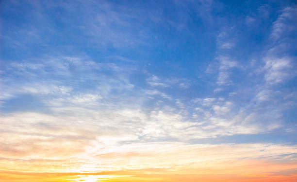 istock Sunrise sky background concept: Scenic orange sunset sky background 1281595655