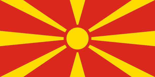Flag of North Macedonia Flag of North Macedonia. Official colors. Correct proportion. Vector illustration north macedonia stock illustrations