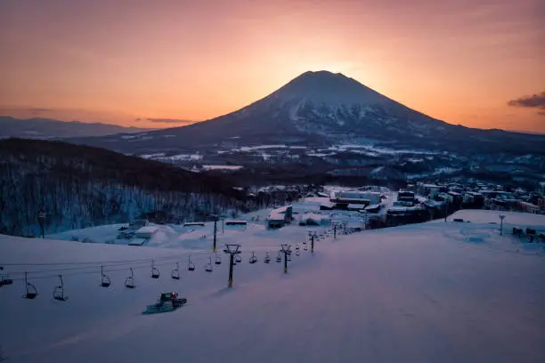 Drone sunrise at Mount Yotei
