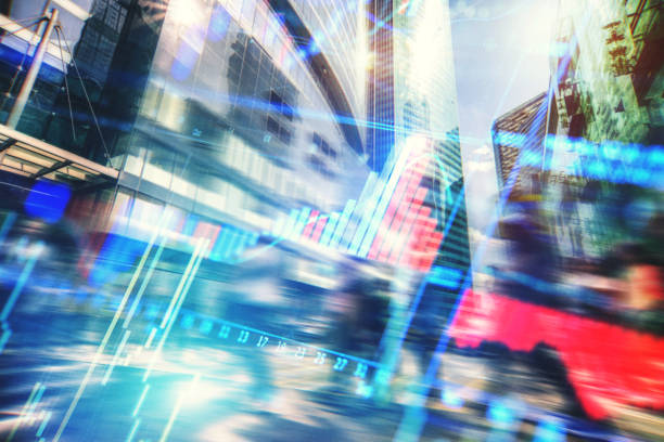 istock Financial Trading Charts against Downtown 1281599192