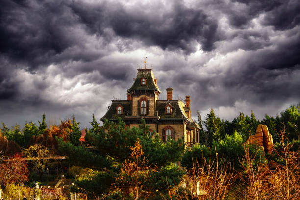 Gelbensande, Germany - March 27, 2018: Hunting lodge under sky with clouds in Gelbensande. Germany