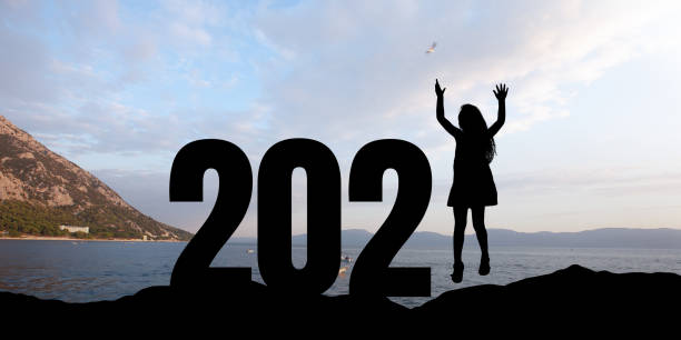 istock Greeting card decorated for New Year 2021 and Christmas. Flyer with copyspace 1281600146