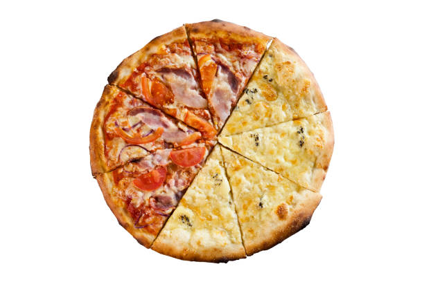 istock The two halves of pizzas isolated on white background, top view 1281601086