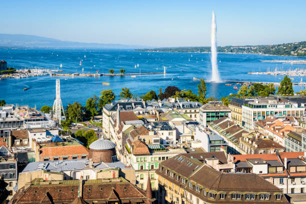 istock High angle view over the bay of Geneva. 1281602553