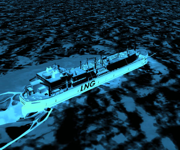 istock Stylized cover with a Tanker Ship. 3d-rendering. 1281603760