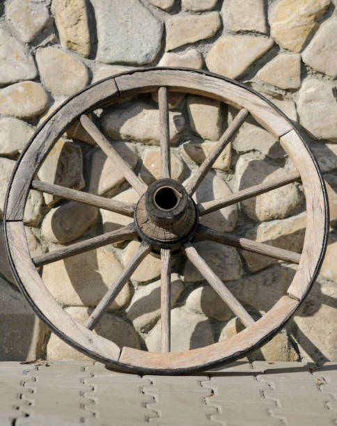 istock Old wooden cart wheels 1281610780