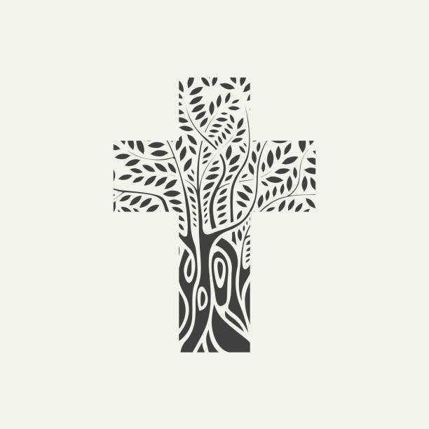 ilustrações de stock, clip art, desenhos animados e ícones de flat design of christian cross in the form of tree - celtic cross