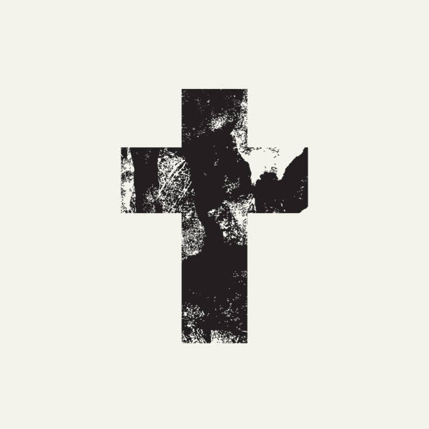 라이트 배경에 추상적 인 검은 십자가 - cross shape cross dirty grunge stock illustrations