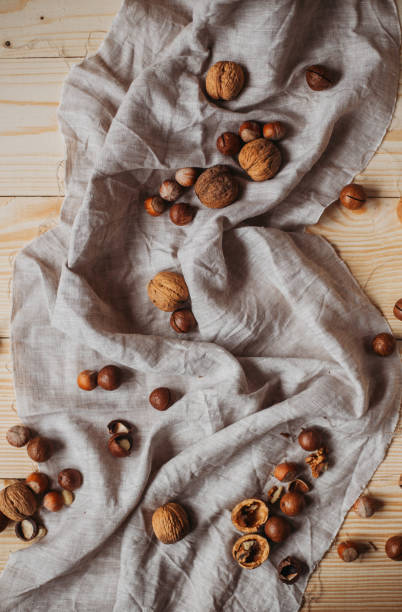 istock Hot cocoa with cookies, cinnamon sticks, anise, nuts on wooden background. Front view, copy space. 1281612256