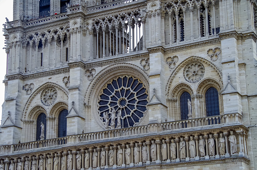 famous rose windows with stained-glass windows, created in the XII-XIII centuries, in Notre-Dame de Paris, were able to survive during a fire in 2019