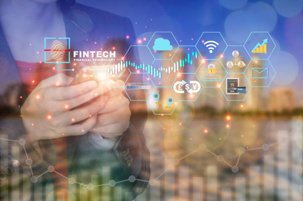istock Finnancial technology for future investment concept and doubble exposure idea 1281614902