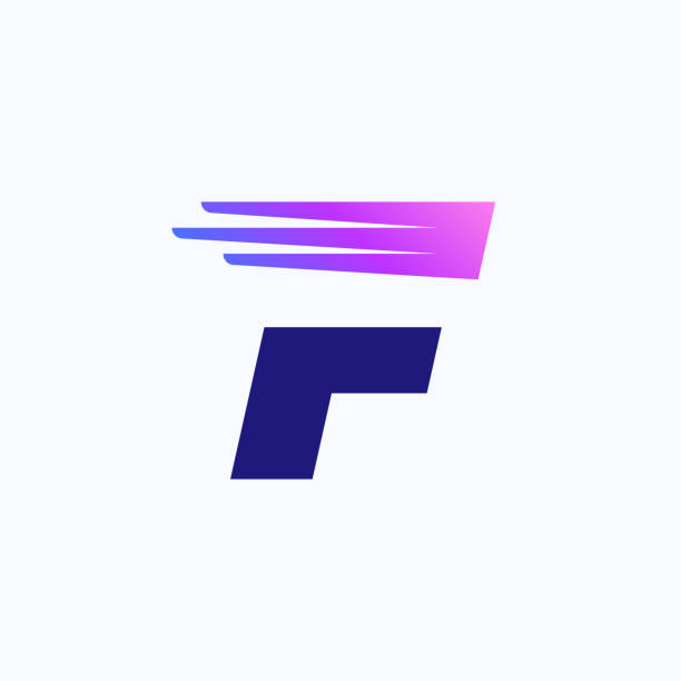 логотип буквы f с быстрой скоростью линий или крыльев. - letter f flash stock illustrations