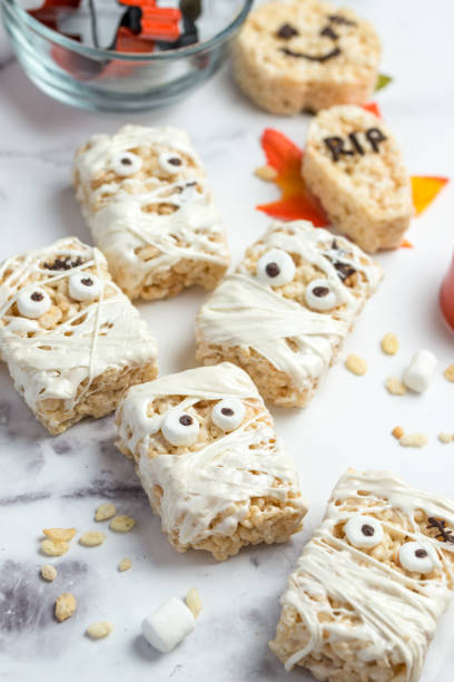 istock Halloween homemade marshmallow rice crispy treat bar 1281625837
