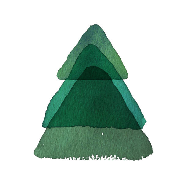 Acuarela abstracta verde árbol de Navidad - ilustración de arte vectorial