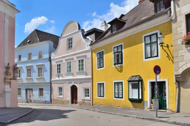 Austria. Narrow cozy street of the city of Krems with old houses