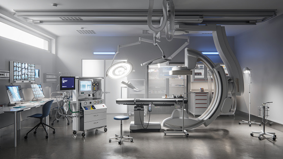 Digital image of the interior of a surgery room in a hospital without any people