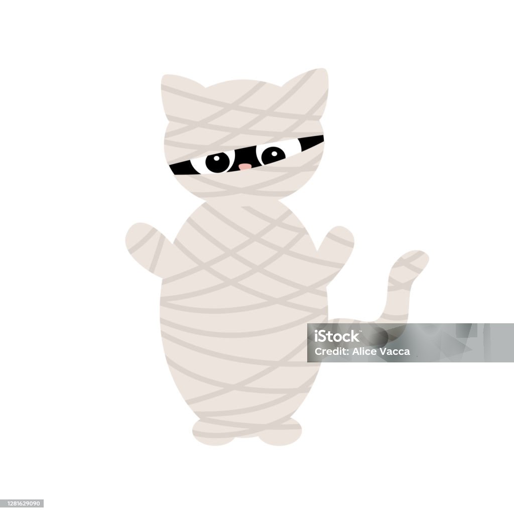 Cute Halloween Cartoon Character Mummy Cat Funny Vector Illustration Stock  Illustration - Download Image Now - iStock