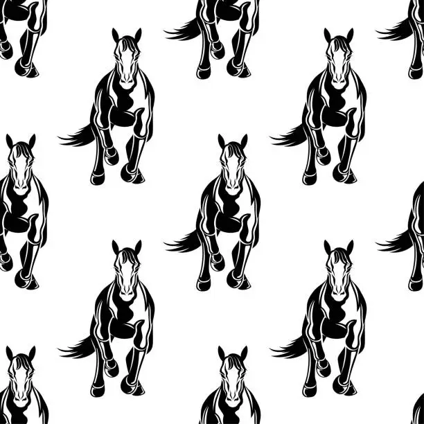 Vector illustration of Seamless pattern with galloping horses.