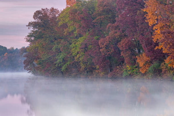 istock Autumn Eagle Lake in Fog 1281632088