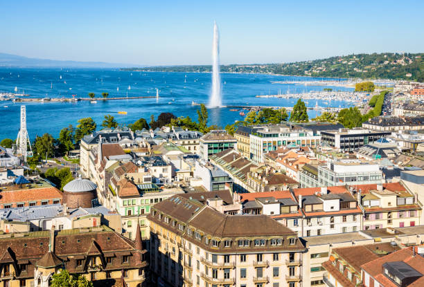 istock High angle view over the bay of Geneva. 1281634347