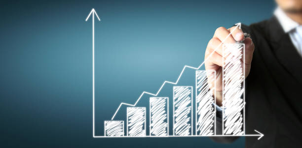 istock Hand drawing chart, graph stock of growth 1281634457
