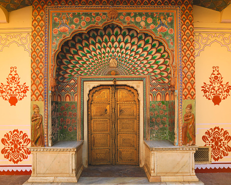 A gate of a house in Sera Monastery, Lhasa, China. Which is well decorated and painted.