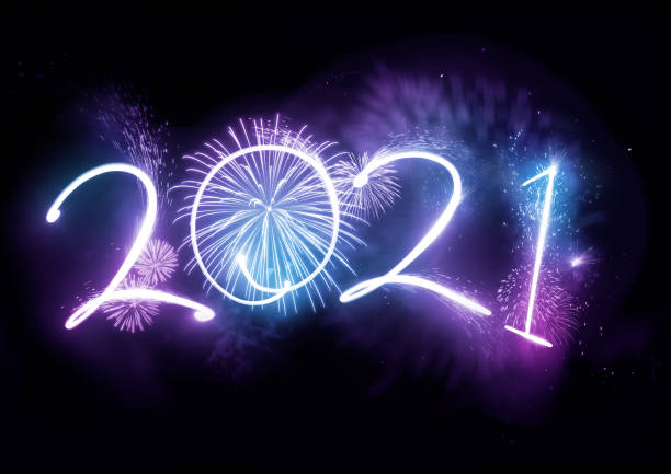 2021 new year fireworks display concept - last year imagens e fotografias de stock