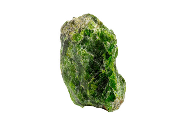 istock macro stone mineral Chrome Diopside on a white background 1281639562