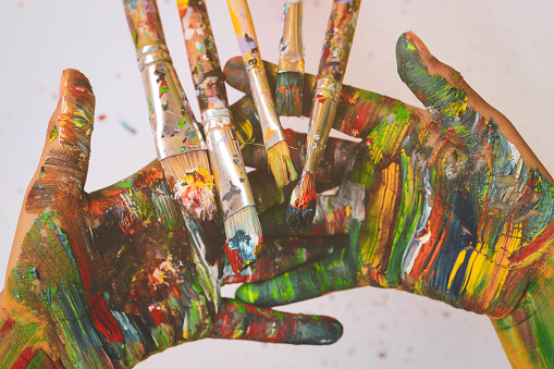 Colorful handprints