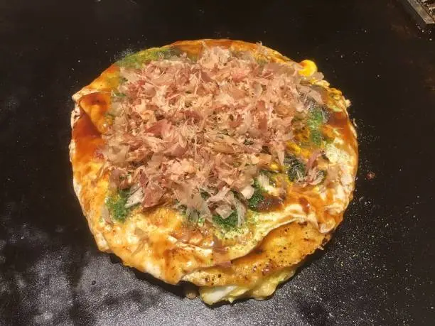 Photo of Okonomiyaki, a local food in the Kansai area