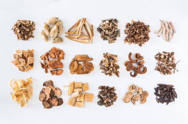 Chinese herbal medicine traditional chinese medicine herbs ingredients in healthy eating chinese herbal medicine stock pictures, royalty-free photos & images