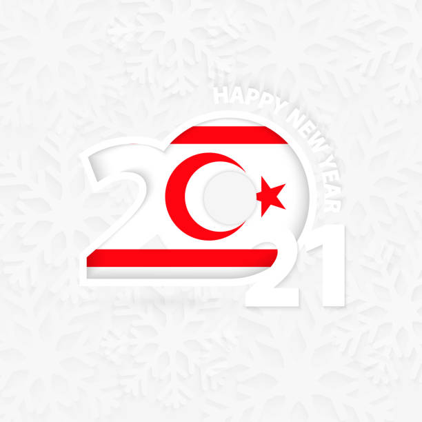 istock Happy New Year 2021 for Northern Cyprus on snowflake background. 1281643619