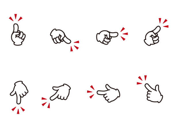 ilustrações de stock, clip art, desenhos animados e ícones de finger point variation set - dedo