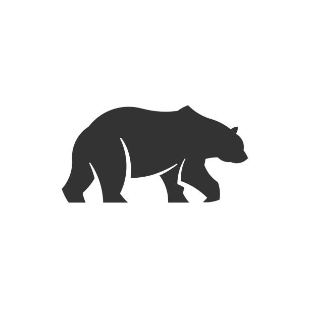 ilustraciones, imágenes clip art, dibujos animados e iconos de stock de mascota del logotipo del oso - ilustración animal vida silvestre naturaleza grizzly marrón grande depredador piel bosque de dibujos animados de dibujos animados zoológico de peluche - polar bear bear vector mammal