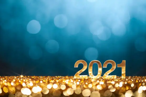 Photo of Happy New Year 2021 - Christmas Gold Blue Glitter