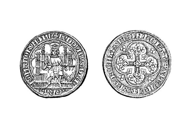 ilustrações de stock, clip art, desenhos animados e ícones de gold coin of ludwig of bavaria - king ludwig