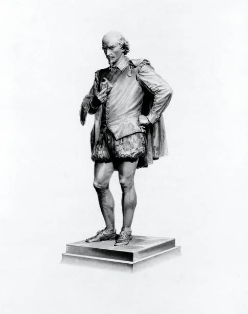 Statue of William Shakespeare Vintage image features a statue of William Shakespeare (1564-1616), an English playwright, poet, and actor, widely regarded as the greatest writer in the English language and the world's greatest dramatist. william shakespeare illustrations stock illustrations