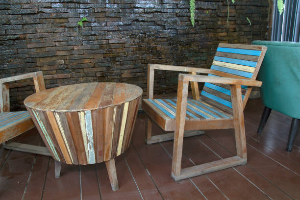 istock Chair and wooden table in the cafe 1281664559