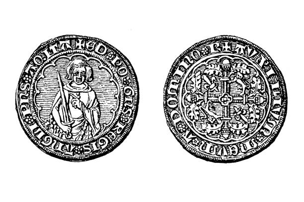 ilustrações de stock, clip art, desenhos animados e ícones de gold coin of edward, the black prince, as duke of aquitaine - duke