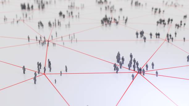 istock Groups of people interconnected. Social media, networking concept. Digital 3D render. 1281670149