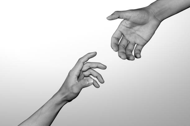istock Helping hand, Rescue, Monochrome, black and white image. 1281673255